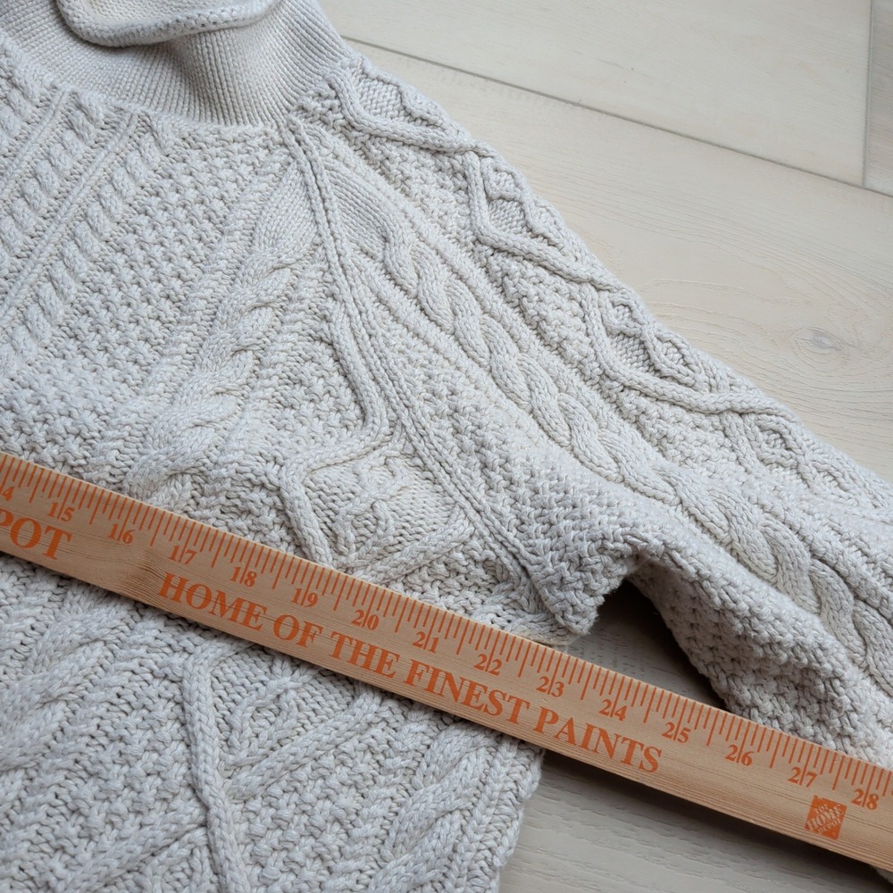 J.Crew Always Oarsman Cable Knit Roll Neck Sweater Womens L Cream Ivory Chunky - Picture 5 of 8